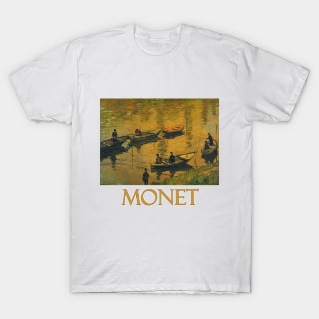 Anglers on the Seine at Poissy (1882) by Claude Monet T-Shirt by Naves